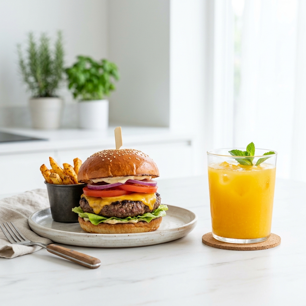 Burger and Fresh Juice